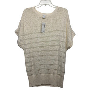 NWT CHICO's Women size 2 (L) Neutral Whitney Waves Pullover Sweater Open Knit